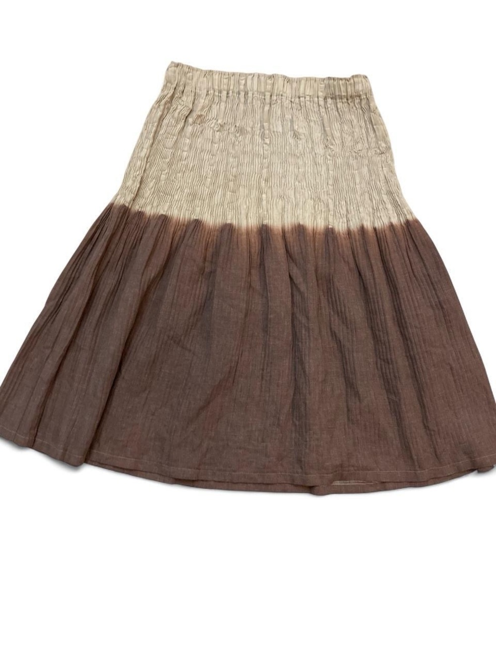 Vintage Issey Miyake Fete Ombre Pleated Skirt Two-Tone Brown and Cream Midi 3